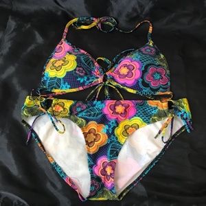 RARE BODY GLOVE FLOWER POWER COLORFUL BIKINI WOW!